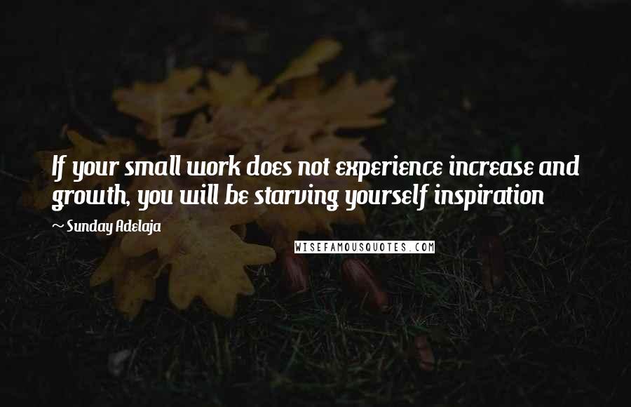 Sunday Adelaja Quotes: If your small work does not experience increase and growth, you will be starving yourself inspiration