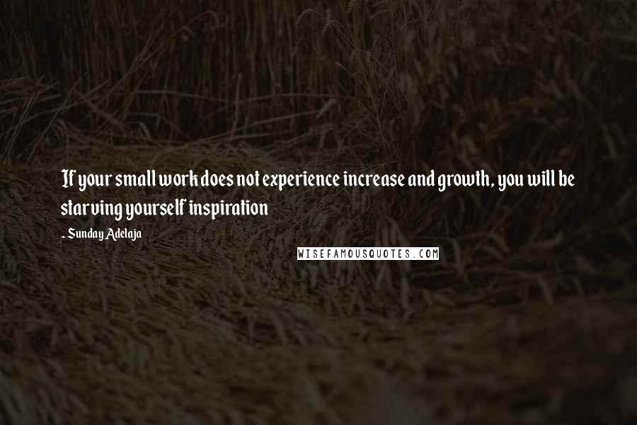 Sunday Adelaja Quotes: If your small work does not experience increase and growth, you will be starving yourself inspiration