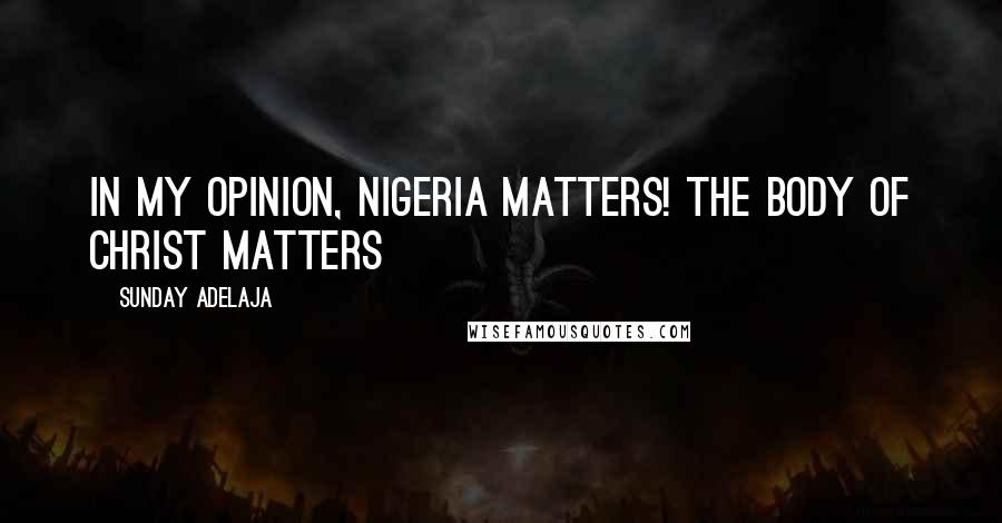 Sunday Adelaja Quotes: In my opinion, Nigeria matters! The body of Christ matters