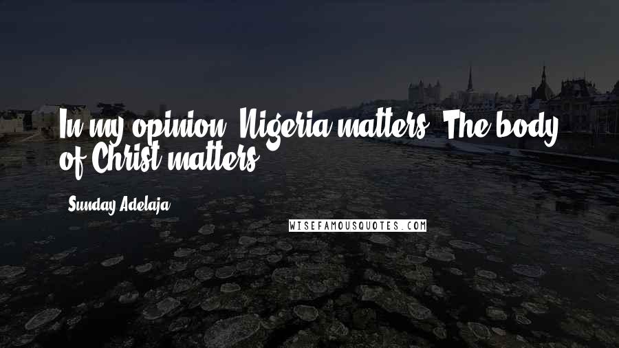 Sunday Adelaja Quotes: In my opinion, Nigeria matters! The body of Christ matters