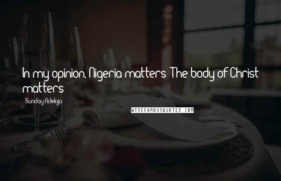 Sunday Adelaja Quotes: In my opinion, Nigeria matters! The body of Christ matters