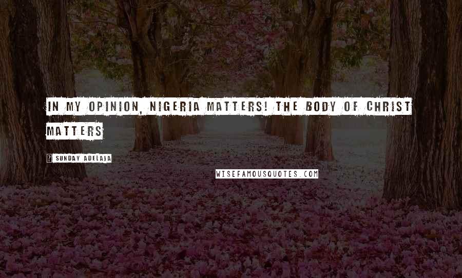 Sunday Adelaja Quotes: In my opinion, Nigeria matters! The body of Christ matters