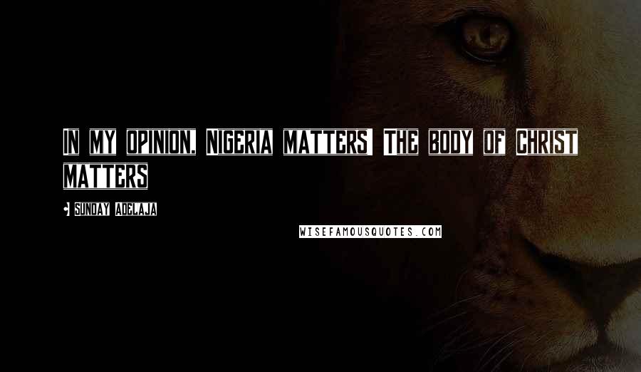 Sunday Adelaja Quotes: In my opinion, Nigeria matters! The body of Christ matters