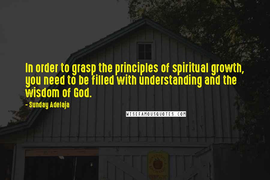 Sunday Adelaja Quotes: In order to grasp the principles of spiritual growth, you need to be filled with understanding and the wisdom of God.