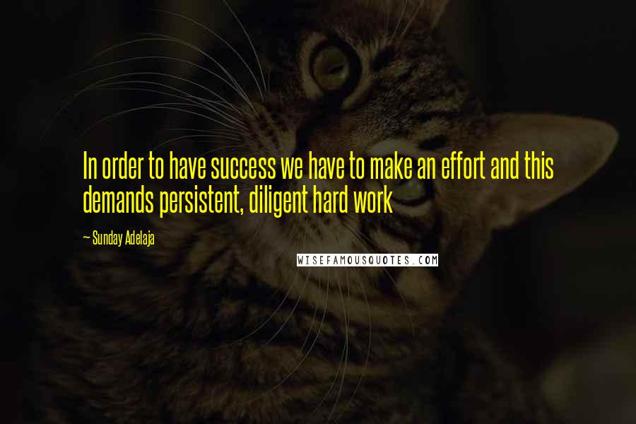 Sunday Adelaja Quotes: In order to have success we have to make an effort and this demands persistent, diligent hard work