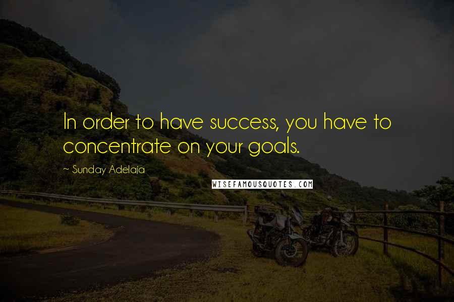 Sunday Adelaja Quotes: In order to have success, you have to concentrate on your goals.