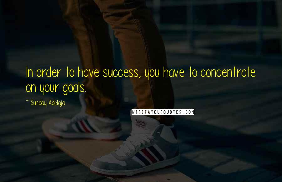 Sunday Adelaja Quotes: In order to have success, you have to concentrate on your goals.