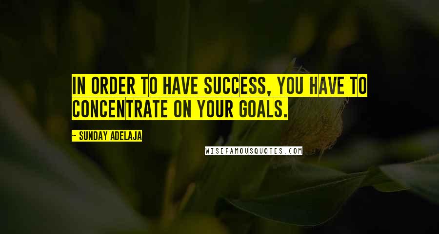 Sunday Adelaja Quotes: In order to have success, you have to concentrate on your goals.