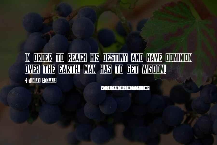 Sunday Adelaja Quotes: In order to reach his destiny and have dominion over the earth, man has to get wisdom.