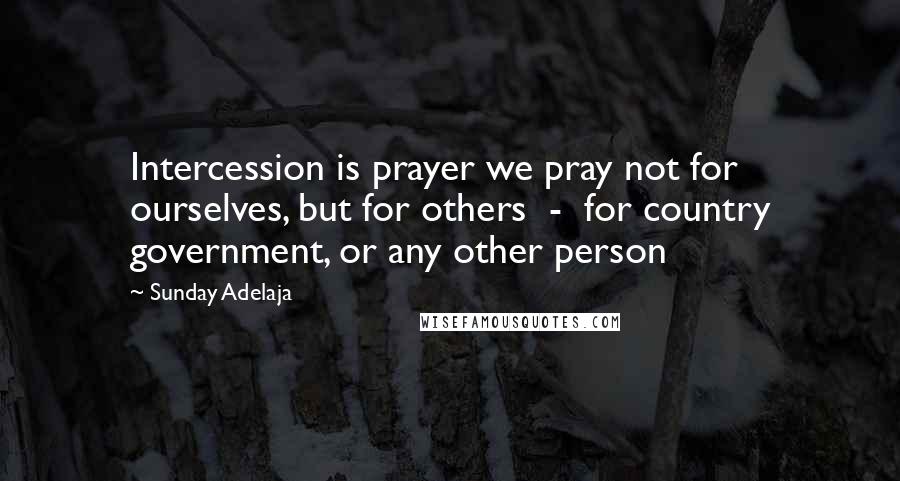 Sunday Adelaja Quotes: Intercession is prayer we pray not for ourselves, but for others  -  for country government, or any other person