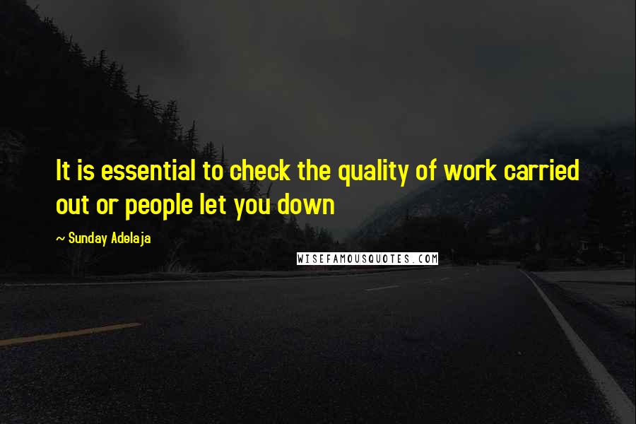 Sunday Adelaja Quotes: It is essential to check the quality of work carried out or people let you down