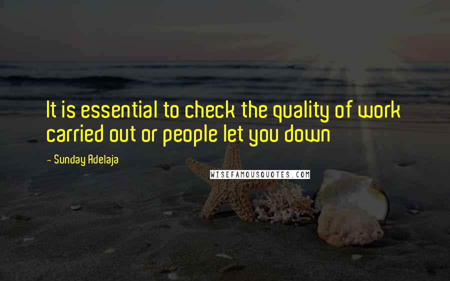 Sunday Adelaja Quotes: It is essential to check the quality of work carried out or people let you down