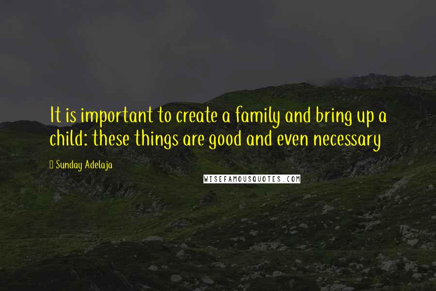 Sunday Adelaja Quotes: It is important to create a family and bring up a child: these things are good and even necessary