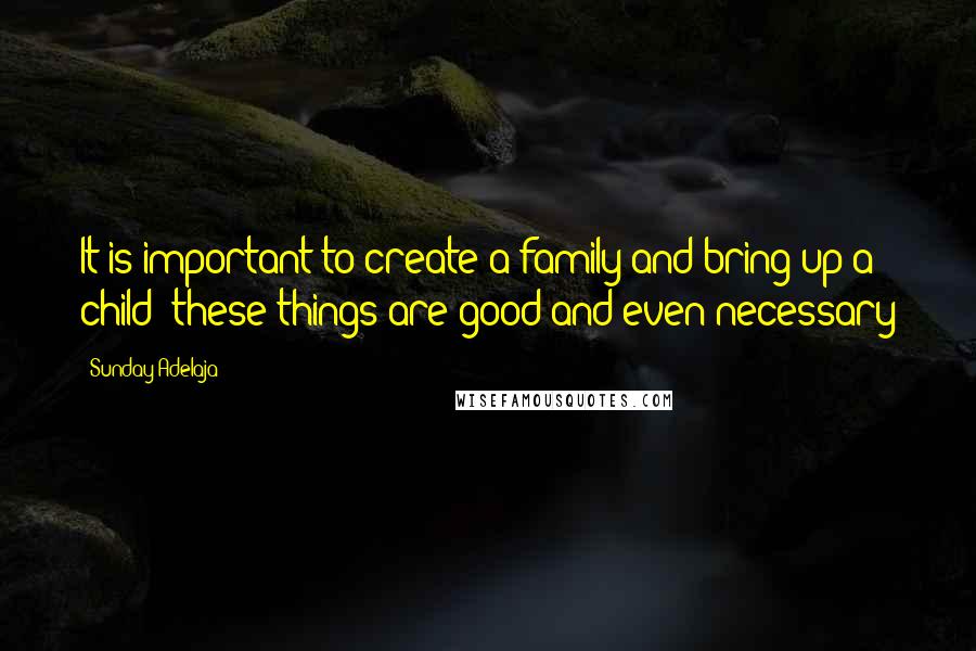 Sunday Adelaja Quotes: It is important to create a family and bring up a child: these things are good and even necessary