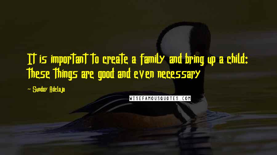 Sunday Adelaja Quotes: It is important to create a family and bring up a child: these things are good and even necessary