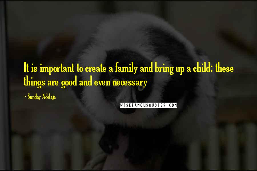 Sunday Adelaja Quotes: It is important to create a family and bring up a child: these things are good and even necessary