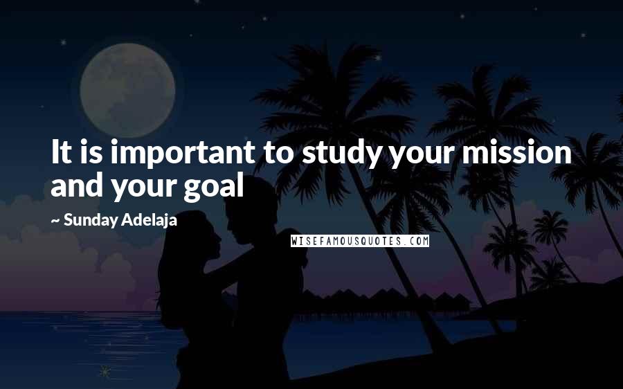Sunday Adelaja Quotes: It is important to study your mission and your goal