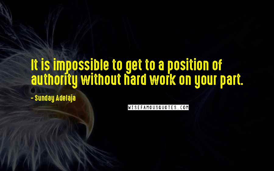 Sunday Adelaja Quotes: It is impossible to get to a position of authority without hard work on your part.