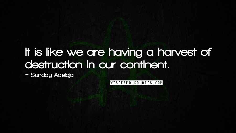 Sunday Adelaja Quotes: It is like we are having a harvest of destruction in our continent.