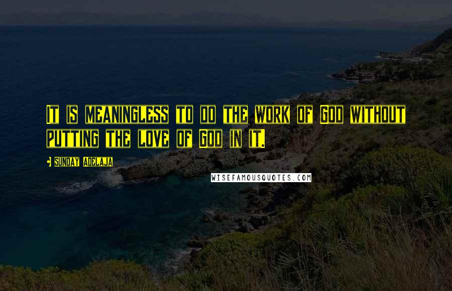 Sunday Adelaja Quotes: It is meaningless to do the work of God without putting the love of God in it.