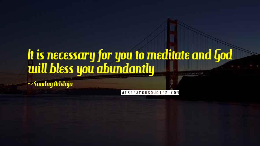 Sunday Adelaja Quotes: It is necessary for you to meditate and God will bless you abundantly