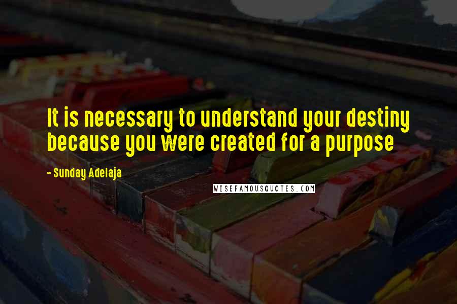 Sunday Adelaja Quotes: It is necessary to understand your destiny because you were created for a purpose