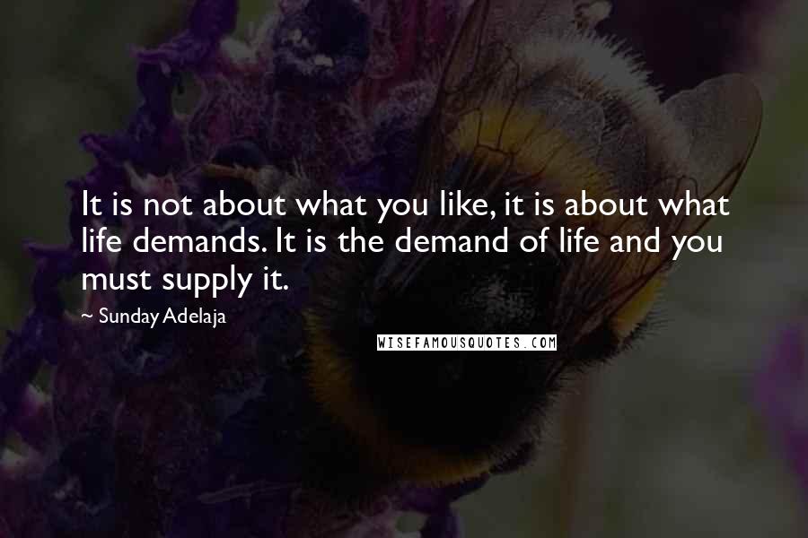 Sunday Adelaja Quotes: It is not about what you like, it is about what life demands. It is the demand of life and you must supply it.