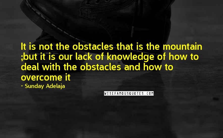 Sunday Adelaja Quotes: It is not the obstacles that is the mountain ;but it is our lack of knowledge of how to deal with the obstacles and how to overcome it