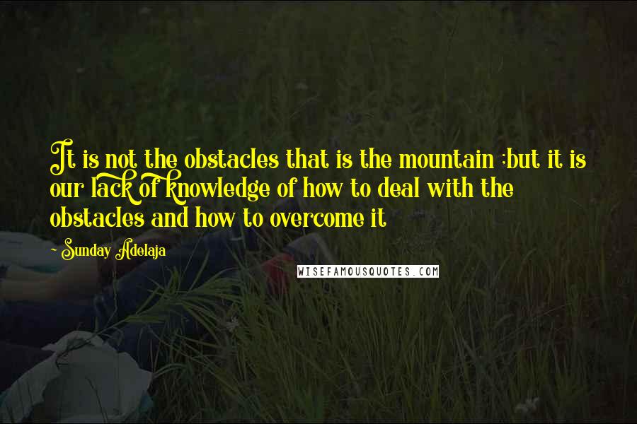 Sunday Adelaja Quotes: It is not the obstacles that is the mountain ;but it is our lack of knowledge of how to deal with the obstacles and how to overcome it