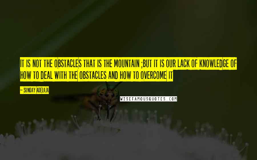 Sunday Adelaja Quotes: It is not the obstacles that is the mountain ;but it is our lack of knowledge of how to deal with the obstacles and how to overcome it