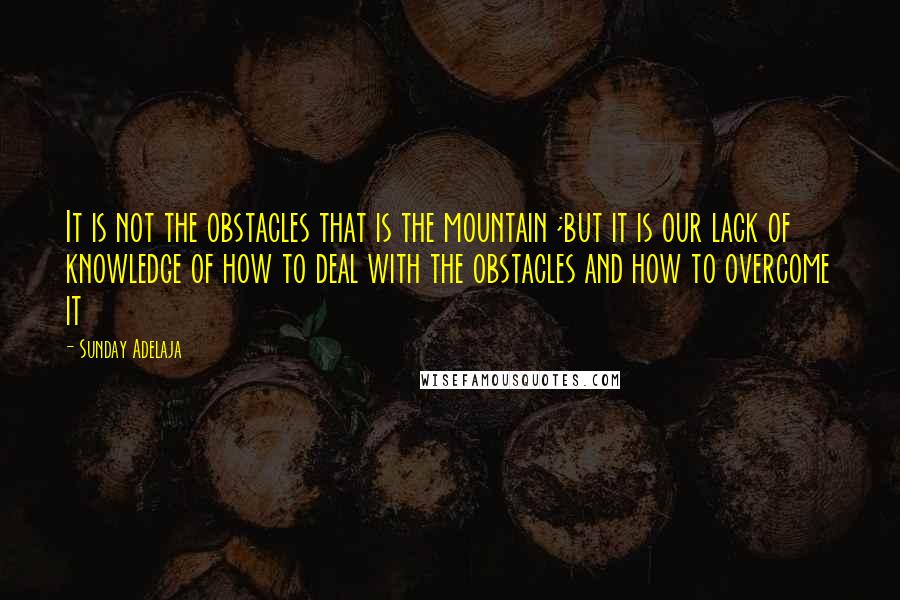 Sunday Adelaja Quotes: It is not the obstacles that is the mountain ;but it is our lack of knowledge of how to deal with the obstacles and how to overcome it