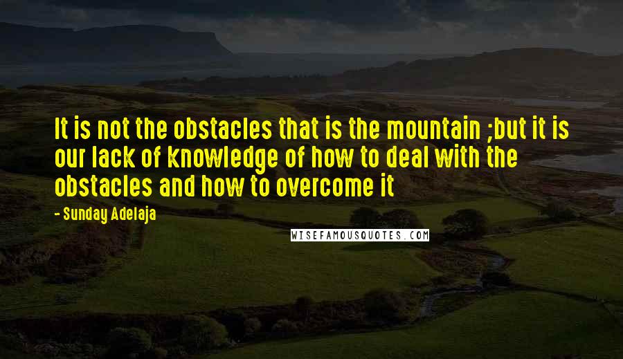 Sunday Adelaja Quotes: It is not the obstacles that is the mountain ;but it is our lack of knowledge of how to deal with the obstacles and how to overcome it