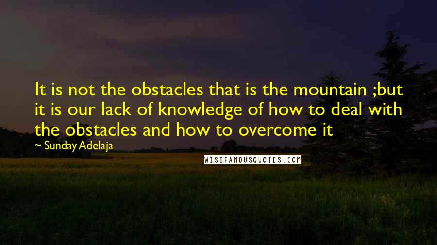 Sunday Adelaja Quotes: It is not the obstacles that is the mountain ;but it is our lack of knowledge of how to deal with the obstacles and how to overcome it