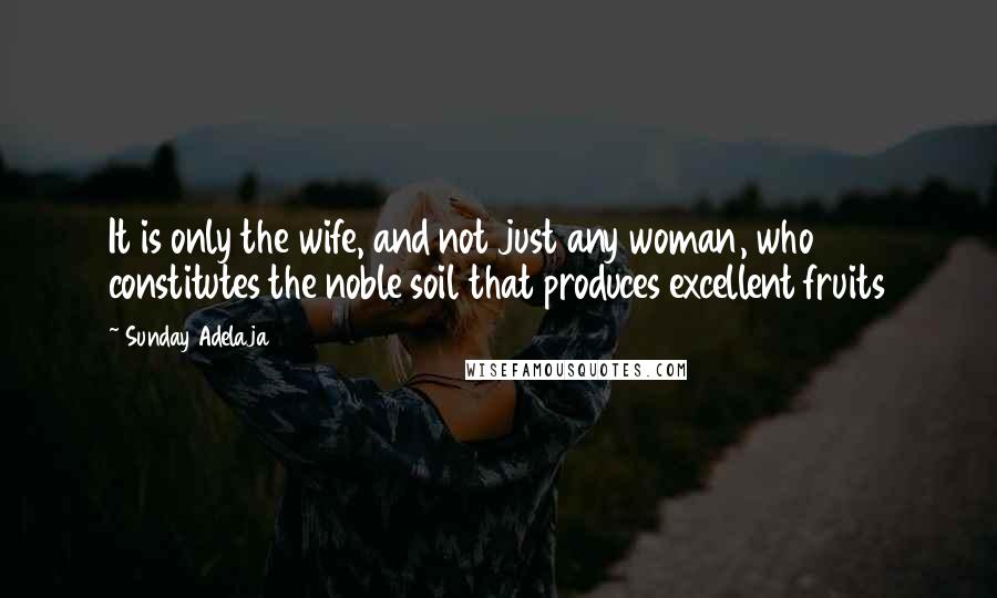 Sunday Adelaja Quotes: It is only the wife, and not just any woman, who constitutes the noble soil that produces excellent fruits