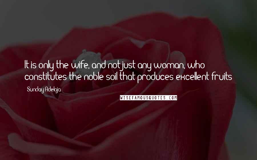 Sunday Adelaja Quotes: It is only the wife, and not just any woman, who constitutes the noble soil that produces excellent fruits