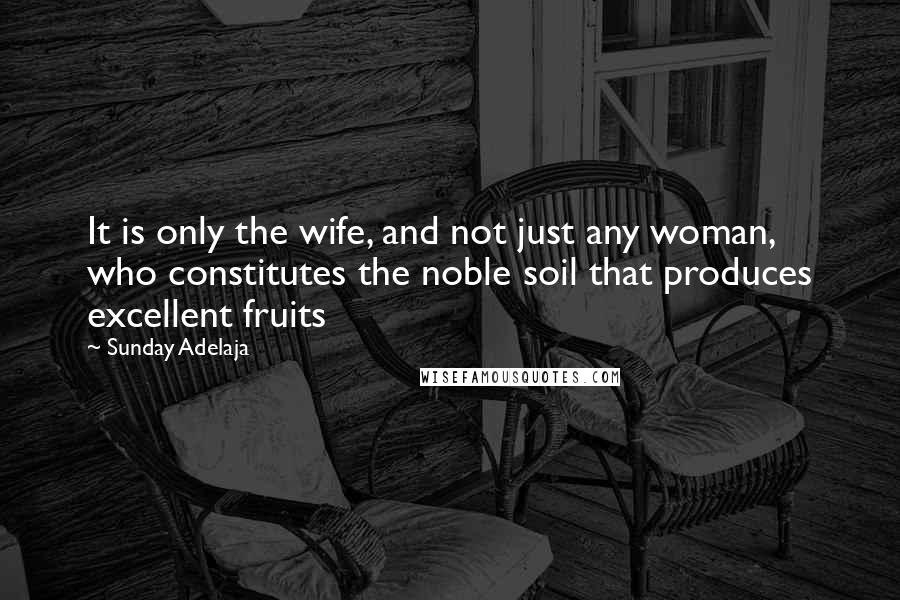 Sunday Adelaja Quotes: It is only the wife, and not just any woman, who constitutes the noble soil that produces excellent fruits