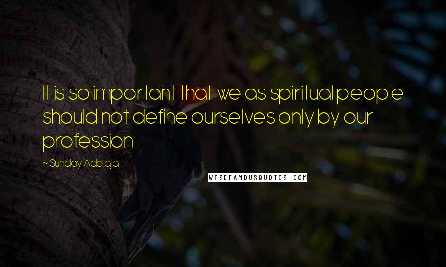Sunday Adelaja Quotes: It is so important that we as spiritual people should not define ourselves only by our profession