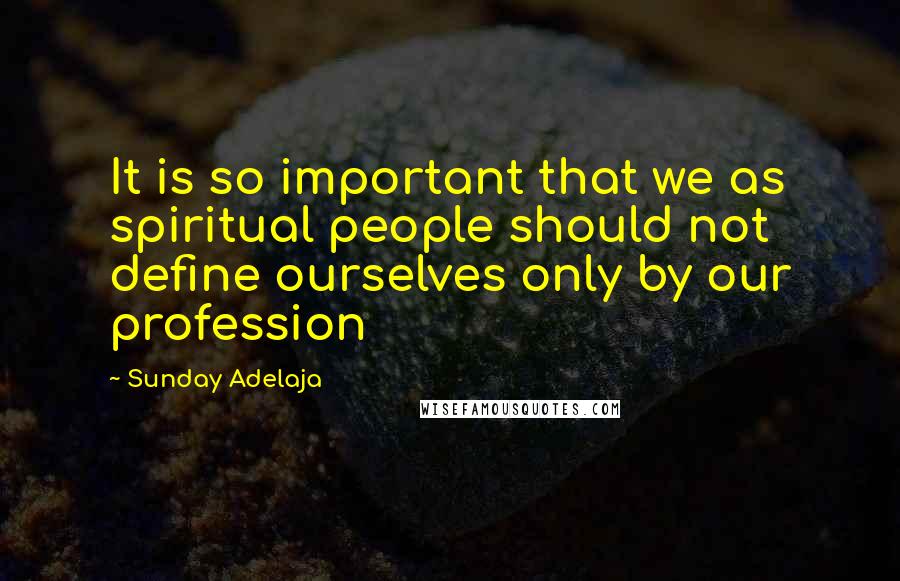 Sunday Adelaja Quotes: It is so important that we as spiritual people should not define ourselves only by our profession