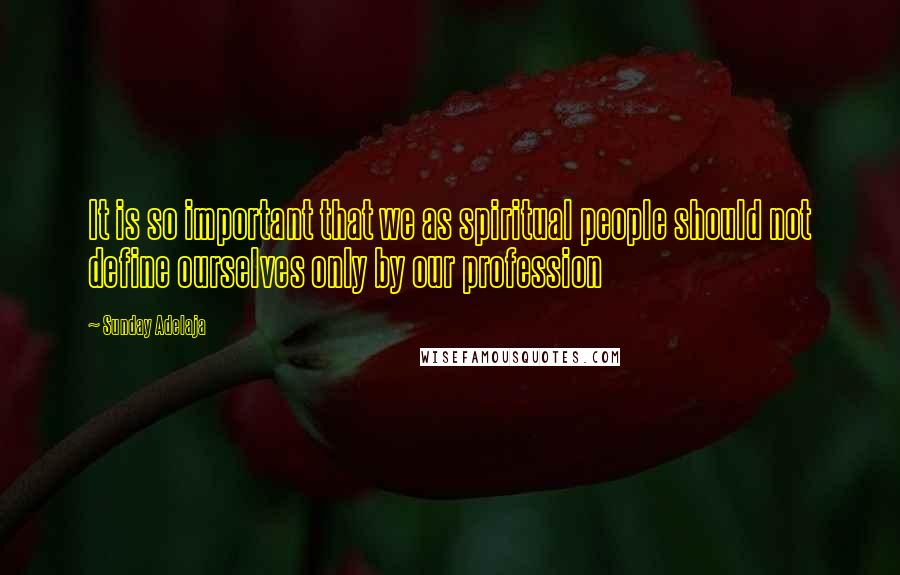 Sunday Adelaja Quotes: It is so important that we as spiritual people should not define ourselves only by our profession