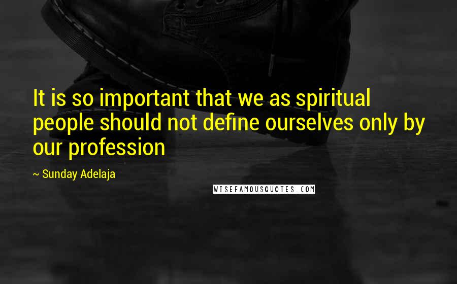 Sunday Adelaja Quotes: It is so important that we as spiritual people should not define ourselves only by our profession