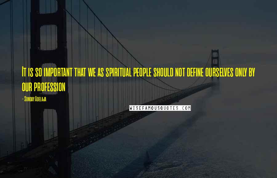 Sunday Adelaja Quotes: It is so important that we as spiritual people should not define ourselves only by our profession