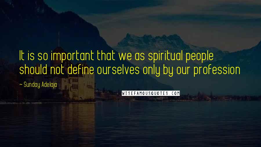 Sunday Adelaja Quotes: It is so important that we as spiritual people should not define ourselves only by our profession