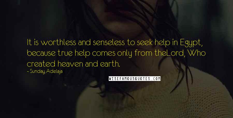 Sunday Adelaja Quotes: It is worthless and senseless to seek help in Egypt, because true help comes only from theLord, Who created heaven and earth.