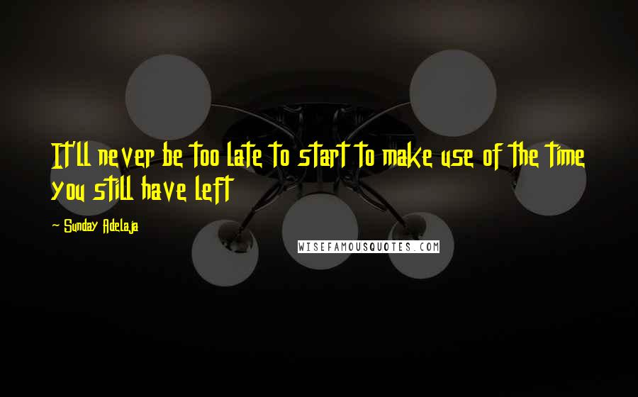 Sunday Adelaja Quotes: It'll never be too late to start to make use of the time you still have left