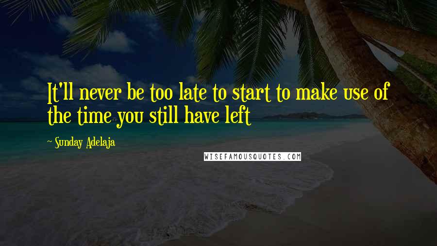 Sunday Adelaja Quotes: It'll never be too late to start to make use of the time you still have left