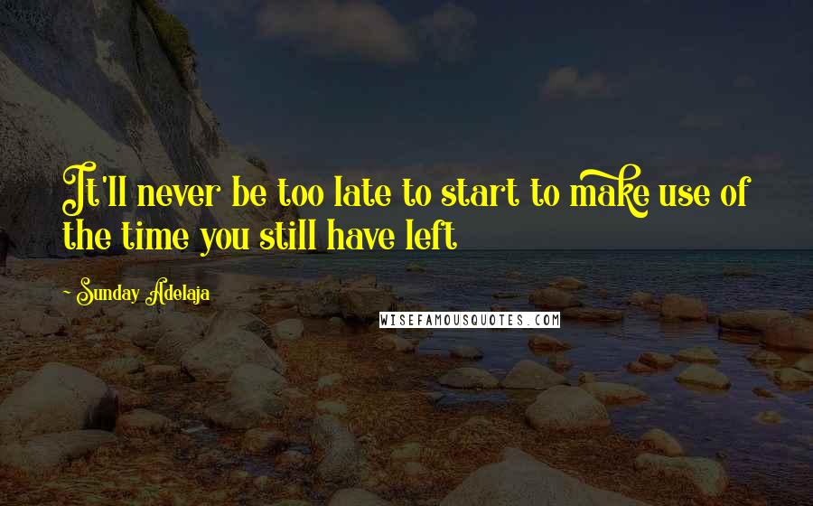 Sunday Adelaja Quotes: It'll never be too late to start to make use of the time you still have left