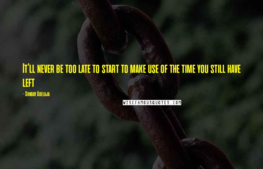 Sunday Adelaja Quotes: It'll never be too late to start to make use of the time you still have left