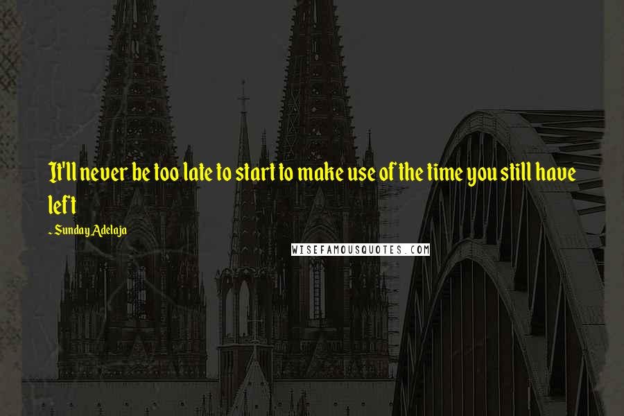 Sunday Adelaja Quotes: It'll never be too late to start to make use of the time you still have left