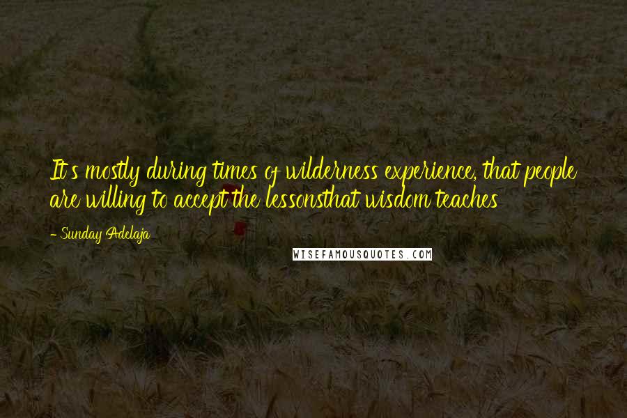 Sunday Adelaja Quotes: It's mostly during times of wilderness experience, that people are willing to accept the lessonsthat wisdom teaches