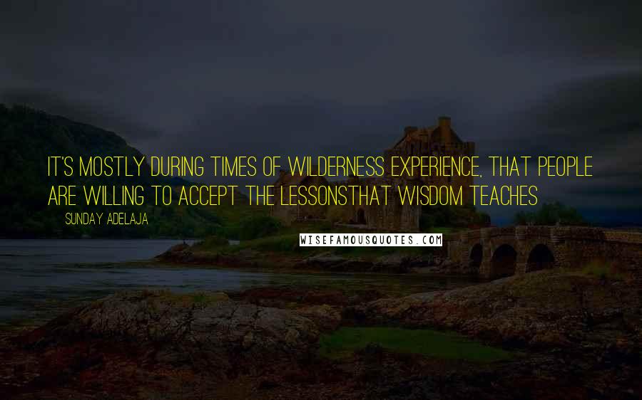 Sunday Adelaja Quotes: It's mostly during times of wilderness experience, that people are willing to accept the lessonsthat wisdom teaches